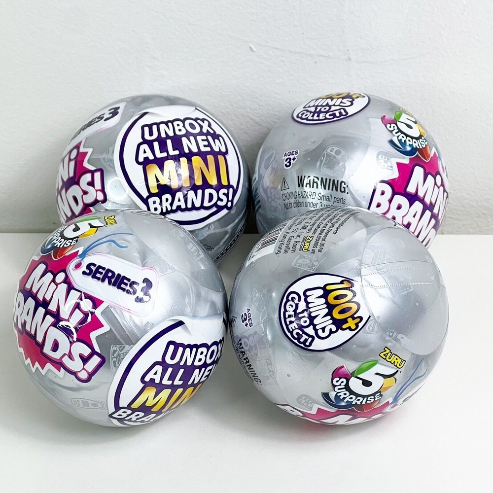 Mini Brands Series 3 Gray Silver Balls Zuru Surprises Lot Of 4 Balls